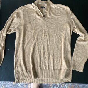 Men's smart wool Quarter-Zip Sweater - Beige